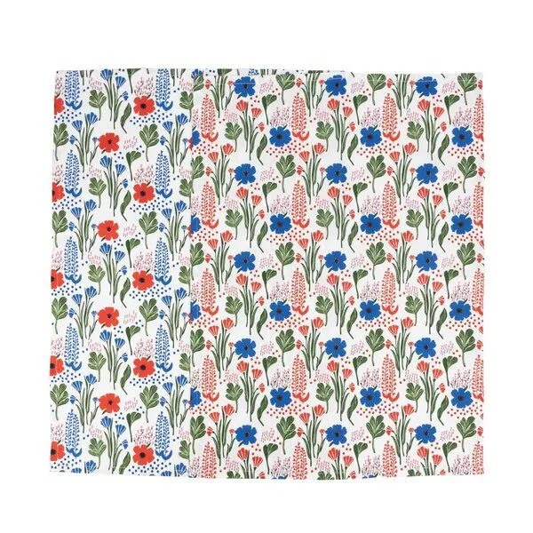El Puente El Puente Geschirrtücher "Flower" 2er-Set, Blau,grün,rot,weiß, – Produktbild 2 von 2