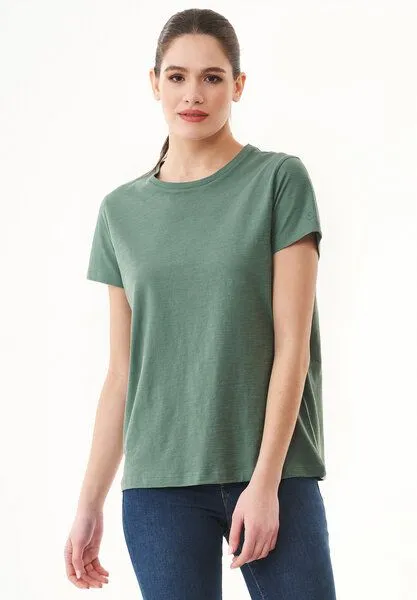 ORGANICATION ORGANICATION Damen Basic T-Shirt aus Bio-Baumwolle, Grün(green tea), – Produktbild 1 von 4
