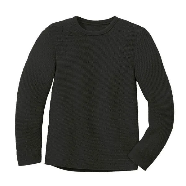 Disana Disana Kinder Strick-Pullover Uni Schurwolle kbT-Merino, Anthrazit, – Produktbild 1 von 2