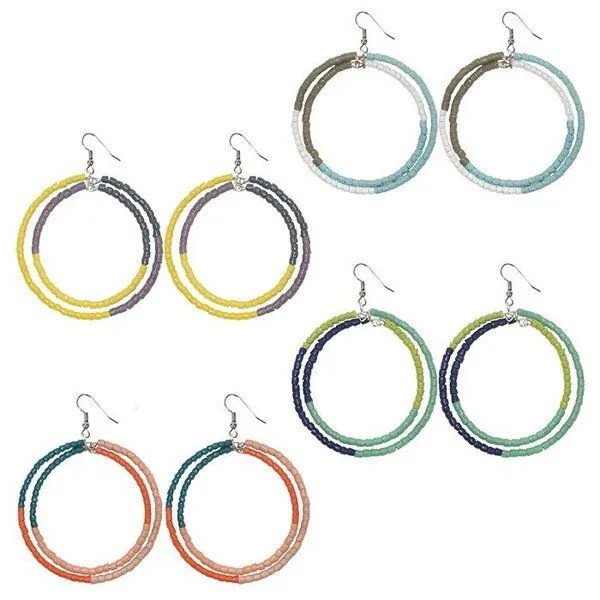 Global Mamas Hoop & Kreole Ohrringe - 6cm - Global Mamas, Peach (orange), – Produktbild 4 von 4