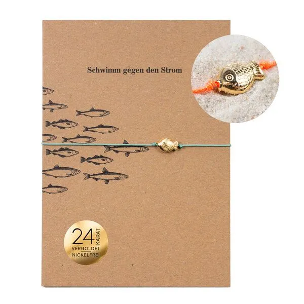 Bow & Hummingbird Bow & Hummingbird Armband auf Karte - Fisch, Neon-orange, – Produktbild 2 von 4