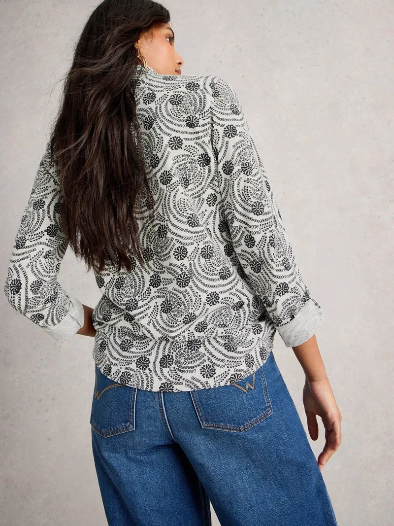 White Stuff Jerseybluse Annie - 40, Weiß print, – Produktbild 4 von 4