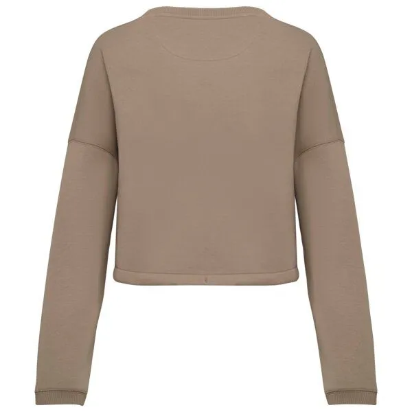 Greenspired Greenspired Umweltfreundliches cropped Oversize Damen Sweatshirt mit Rundhalsausschnitt 280g/m² XS- XL, Sand, – Produktbild 2 von 3