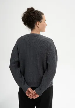 MELA MELA Damen vegan Strickpullover Rippe Adah Anthrazit Melange – Produktbild 1 von 1