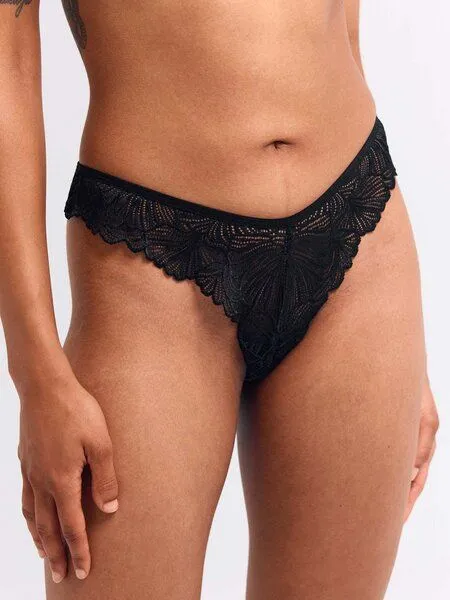 erlich textil erlich textil Fluid Lace Brazil String mit Spitze aus recyceltem Polyamid, Schwarz, – Produktbild 5 von 5