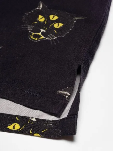 Nudie Jeans Nudie Jeans Kurzarm-Hemd Arvid The Cat, Hawaii antracite, – Produktbild 3 von 4