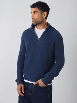 Honest Basics Honest Basics Herren vegan Pullover Mit Halbem Reißverschluss Strick Swell – Produktbild 1 von 1
