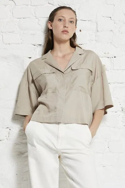 Wunderwerk Wunderwerk Damen Bluse aus Tencel "Utility revers blouse TENCEL", Hellbraun (light sand 222), – Produktbild 2 von 2