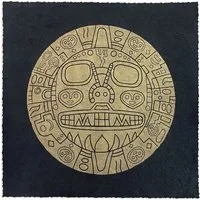Veskor Cassiopeia Veskor Cassiopeia TIKI VIRACOCHA Heilige Geometrie Linoldruck | 22 × 22 cm | Gold auf Schwarz – Produktbild 1 von 1