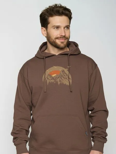 GreenBomb GREENBOMB Peak Circle Joy - Gemütlicher Hoodie aus Bio-Baumwolle / hochwertiger Print / GOTS / Fair & Vegan, Braun (earth wood), – Produktbild 2 von 4