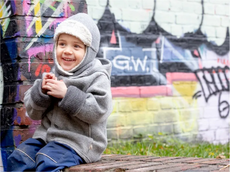 Pickapooh Pickapooh Baby und Kinder Mütze Bio-Schurwolle melange-grau Gr. 56, Grau, – Produktbild 2 von 2