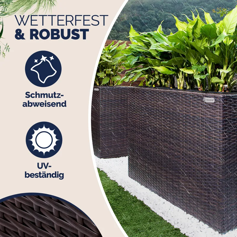 Casaria® Polyrattan Blumentopf Braun 95x27x60cm, Braun, – Produktbild 2 von 2