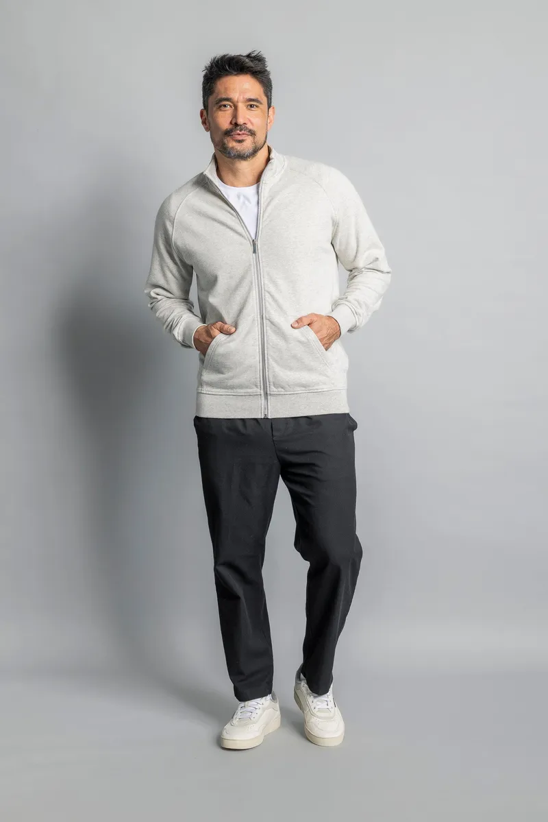 DIRTS DIRTS Herren vegan Sweatjacke Zip Sweat Jacket Heather Grey, Grau, – Produktbild 1 von 2