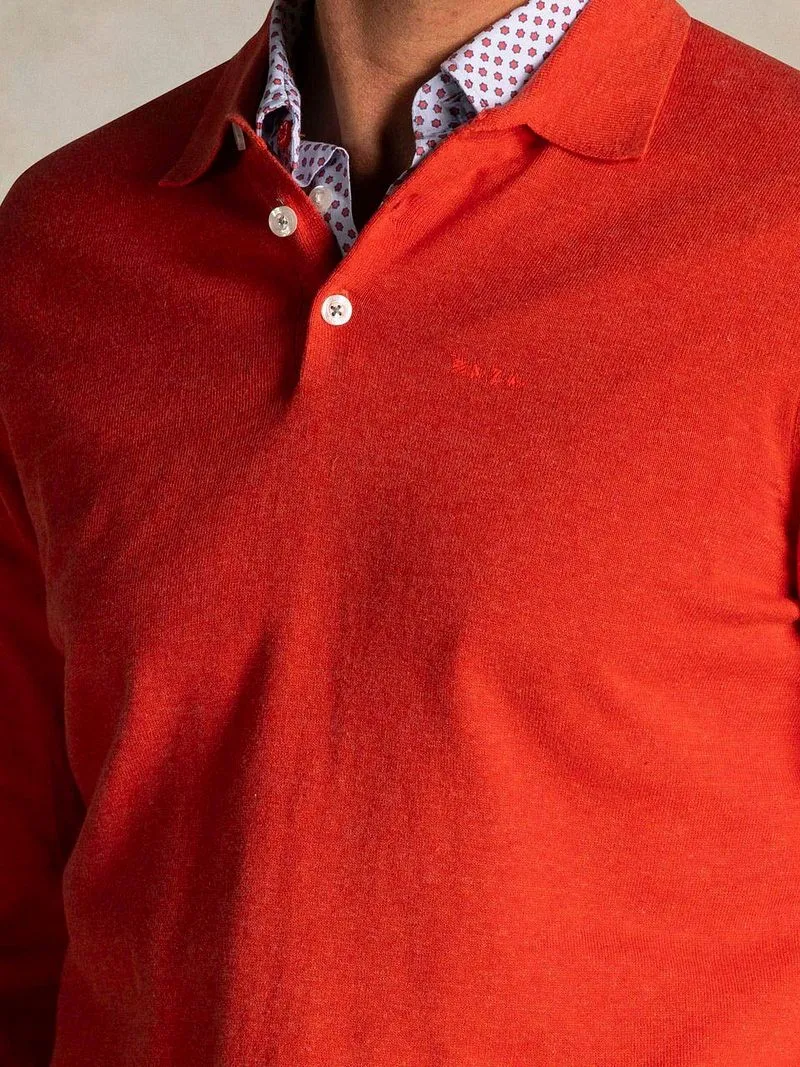 new zealand auckland new zealand auckland NZA Longsleeve Strick Polo Rot, Rot, – Produktbild 2 von 5