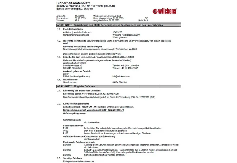 Wilckens Farben Wilckens Farben Heizkörperlack Heizkörperlack 2in1 Glänzend - 0.375 LTR, Weiß, – Produktbild 2 von 2