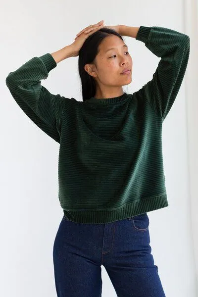TWOTHIRDS TWOTHIRDS Velours-Sweatshirt Oleny, Dark green, – Produktbild 2 von 3