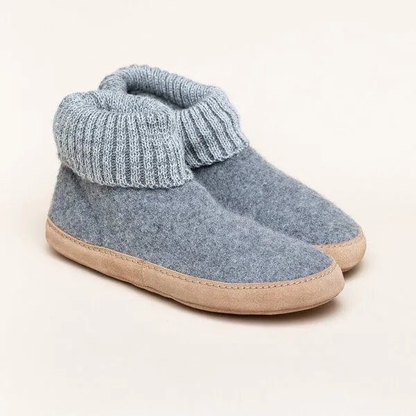 Gottstein Gottstein Hüttenschuh Dakota - Hoher Filzhausschuh für Damen & Herren aus 100% Schurwolle mit extra bequemer Ledersohle & elastischem Strickbund, Grau, – Produktbild 1 von 4