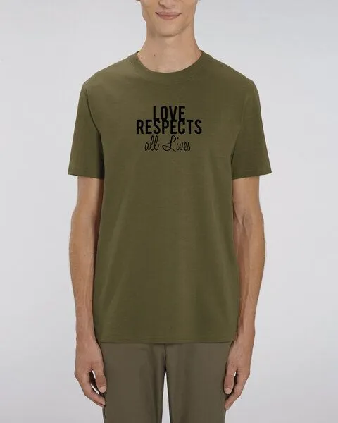Human Family Human Family Bio Herren Rundhals T-Shirt "Spread Love - Respect" in 4 Farben, Khaki, – Produktbild 3 von 4