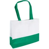 PP-Shopping-Taschen, weiß/grün 38x29x10 mit zwei Henkeln – Produktbild 1 von 1