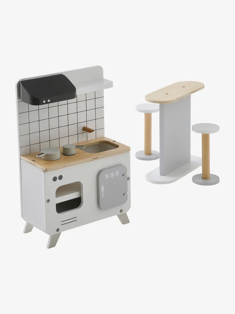Vertbaudet Küchenmöbel für Modepuppen aus Holz FSC®, Mehrfarbig, – Produktbild 1 von 4