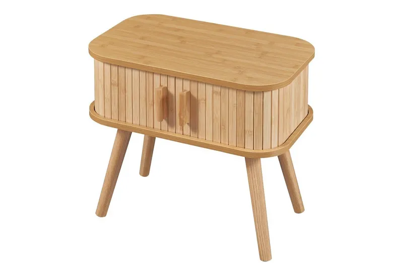 en.casa Nachttisch, »Nordkapp« mit 2 Türen 48 x 30 x 45 cm Holz Bambus, Beige, – Produktbild 4 von 4