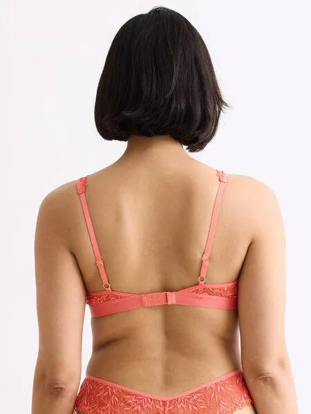 erlich textil erlich textil Dreamy Lace Plunge Bra BH mit Spitze aus recyceltem Polyamid, made in Europe, Wilde orange, – Produktbild 2 von 7