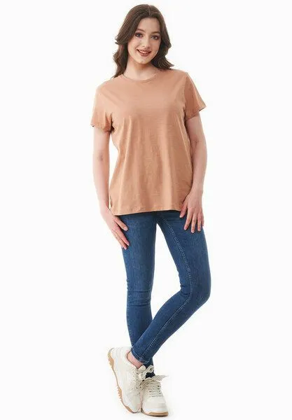ORGANICATION ORGANICATION Damen Basic T-Shirt aus Bio-Baumwolle, Tan, – Produktbild 2 von 4