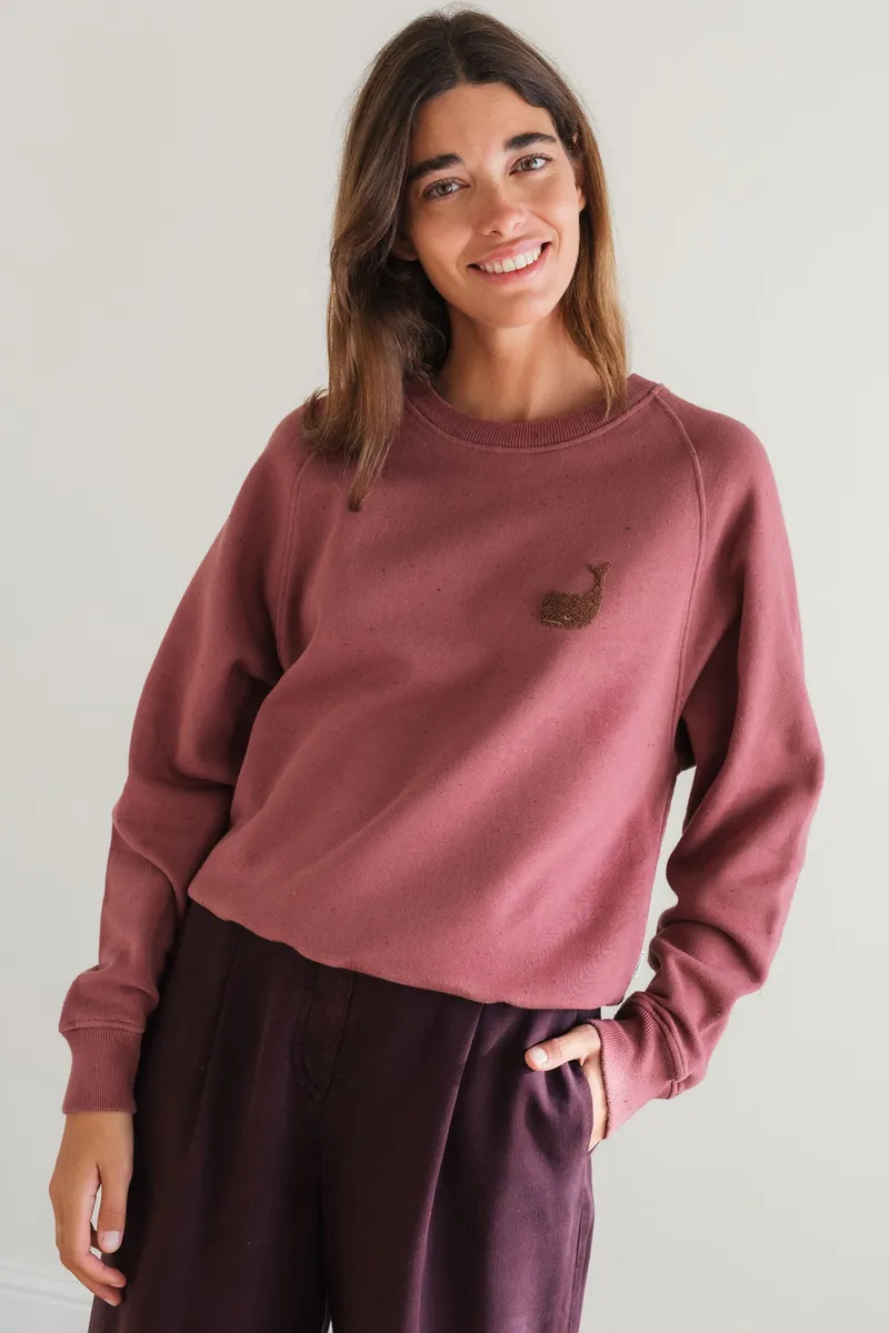 TWOTHIRDS TWOTHIRDS Damen vegan Sweatshirt Leskov Burnt Berry, Dunkelrot, – Produktbild 1 von 2