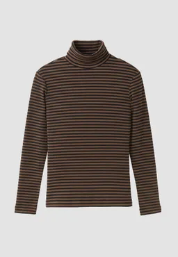 recolution Recolution Damen vegan Langarmshirt Liatris Stripes In Schokoladenbraun – Produktbild 1 von 1