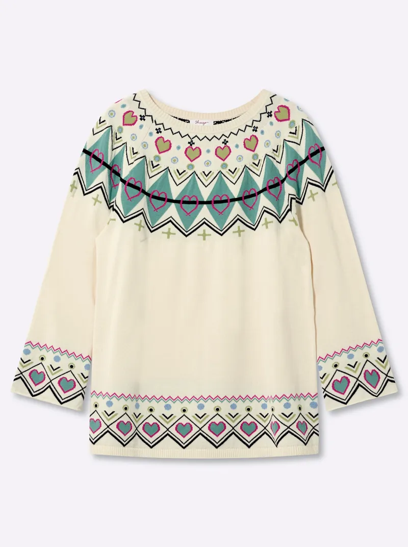 sheego Norwegerpullover, Champagner-salbei-gemustert, – Produktbild 1 von 2