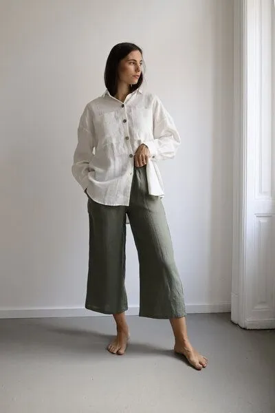 gust. gust. Damen Oversized Hemdbluse aus Leinen - Oversized linen shirt - 100% Bio-Leinen, White (weiß), – Produktbild 1 von 4