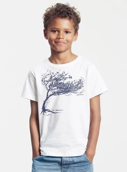 Peaces.bio - handbedruckte Biomode Peaces.bio - handbedruckte Biomode Bio-Kinder T-Shirt Windy Tree, Weiß, – Produktbild 2 von 3