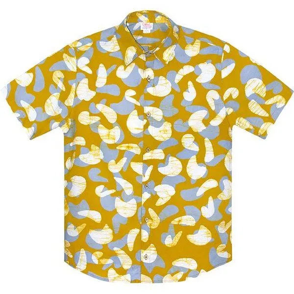 Global Mamas Global Mamas Bio Hemd - Slim Fit - Pathways, Mod (gelb), – Produktbild 1 von 4