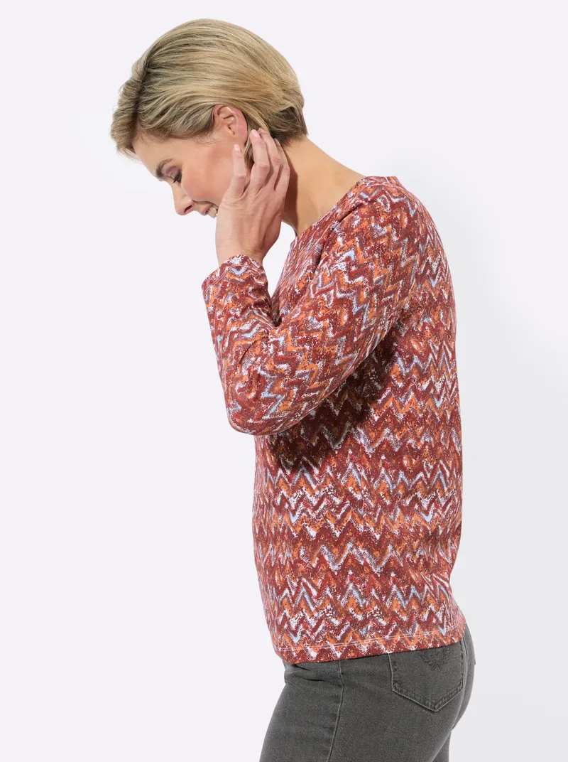 Witt Shirt rotbraun-papaya-bedruckt, Rotbraun-papaya-bedruckt, – Produktbild 2 von 2