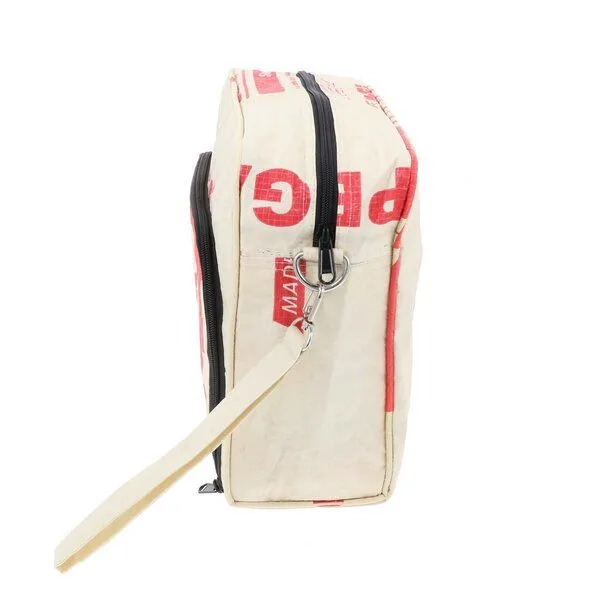 MoreThanHip MoreThanHip XL Kulturtasche (6,5 Liter) aus recycelten Fischfutterbeuteln - Lexi, Creme/rot - pegasus, – Produktbild 4 von 4