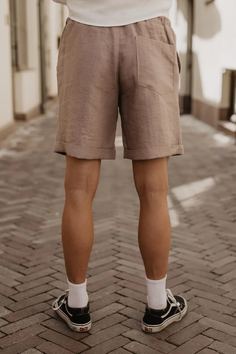AmourLinen AmourLinen Herren vegan Shorts Ares Rosy Brown, Hellbraun, – Produktbild 1 von 2