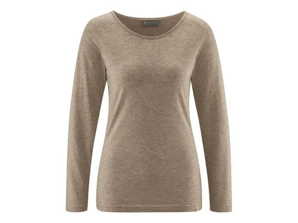 HempAge HempAge Langarmshirt Yakwolle/Hanf/Biobaumwolle, Grit(braun), – Produktbild 3 von 4