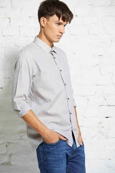 Wunderwerk Wunderwerk Herren Hemd aus Biobaumwolle und Leinen "Shirt linenmix male", Natur (beige with white), – Produktbild 2 von 4
