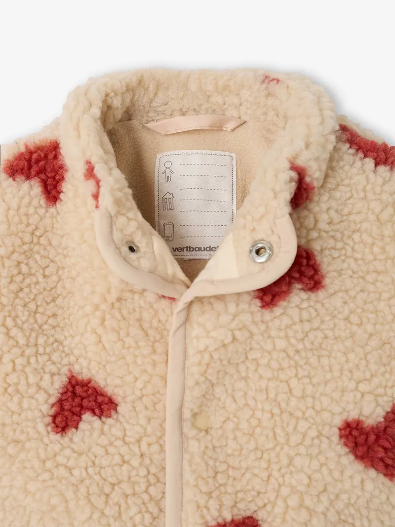 Vertbaudet Baby Teddyfleece-Jacke mit Herzmuster, Beige, – Produktbild 4 von 4