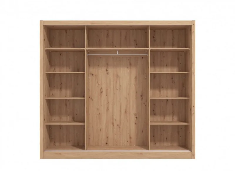 Home affaire Schwebetürenschrank Navara Kleiderschrank mit Spiegel Wäscheschrank Garderobe Kleiderschrank mit Spiegel, FSC®-zertifiziert, 242,5x215,5x61cm, Beige, – Produktbild 5 von 5