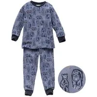 People Wear Organic People Wear Organic Pyjama "Grizzlybär", Langarm-Schlafanzug, blau/bedruckt, 100% Baumwolle (Bio) – Produktbild 1 von 1