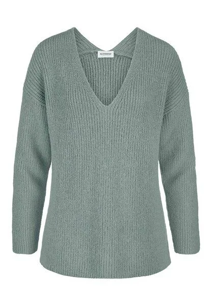 hessnatur hessnatur Strick Pullover Relaxed aus reinem Alpaka, Mattgrün, – Produktbild 3 von 4