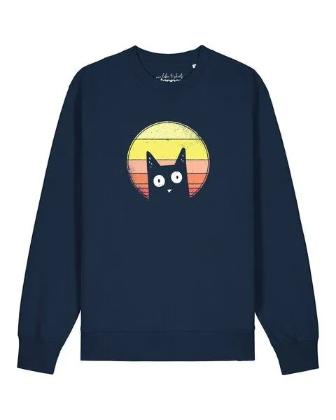 watapparel watapparel Sweatshirt Unisex Sunset Cat, French navy, – Produktbild 1 von 2