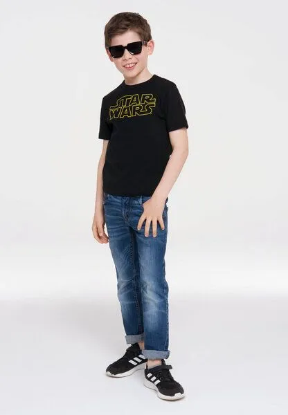 LOGOSH!RT LOGOSH!RT - Star Wars - Schriftzug - Logo - Bio T-Shirt Print - Kinder, Schwarz, – Produktbild 2 von 4