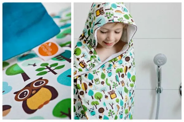 Millemarille Millemarille Kapuzenhandtuch (Bambusfrottee - 0-6 Jahre), "modern owls blue" (eule blau), – Produktbild 2 von 2
