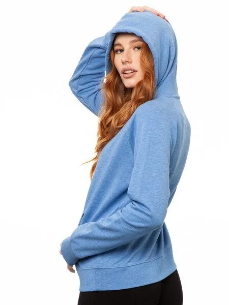 FellHerz FellHerz Damen Hoodie Kapuzenpullover, Hellblau meliert, – Produktbild 3 von 4