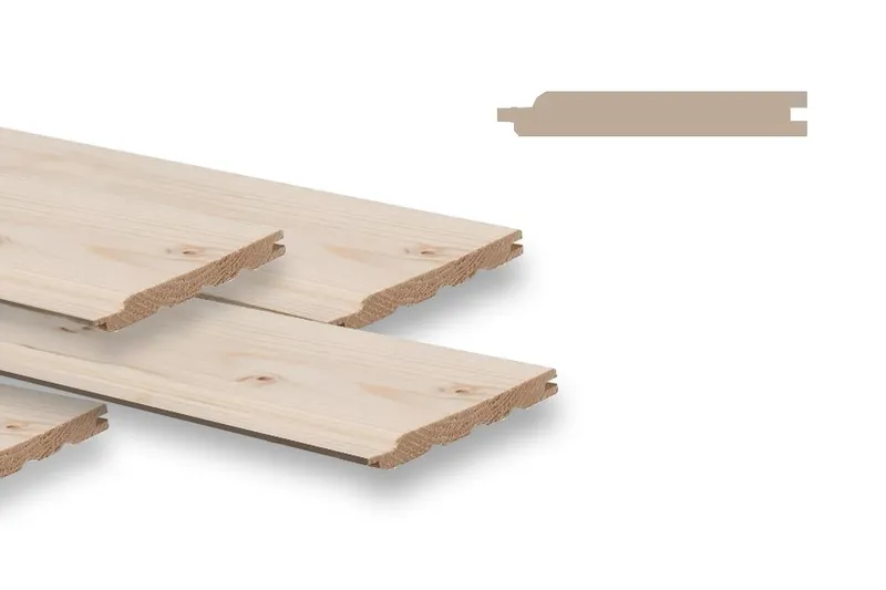 woodstore24 Fassadenverkleidung aus Fichte/ Tanne - Massivholz, 12,5 x 96 mm, Schrägprofil, A-Sortierung (PE = 10 Stk.) - Länge: 4,50 m – Produktbild 1 von 1