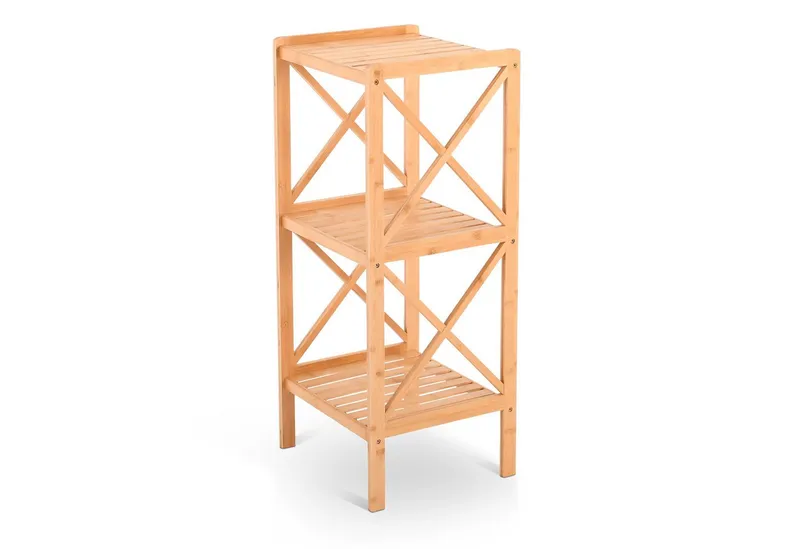 Raburg Standregal Badregal, Bambus, Keda, 3 Böden, für Bad, Küche oder Wohnraum, mit Kreuzrahmen, Beige, – Produktbild 3 von 4