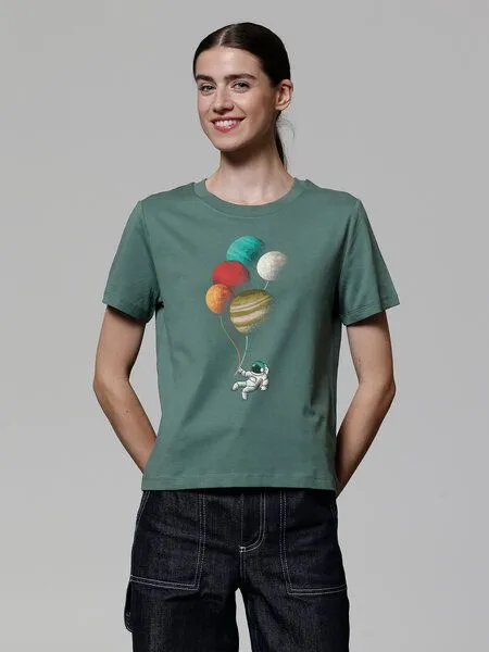 watapparel watapparel T-Shirt Frauen Balloon Spaceman, Green bay, – Produktbild 2 von 3