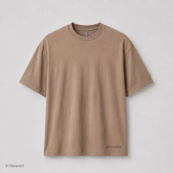 Ethnotek Ethnotek T-Shirt mit Stickerei Heavyweight Organic Cotton Oversized, Hellbraun - affogato embroider, – Produktbild 1 von 3